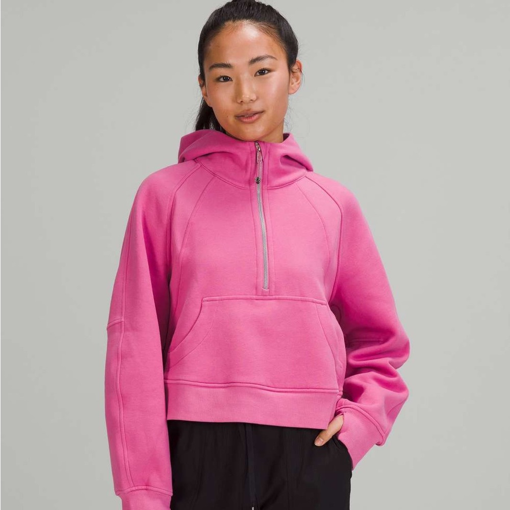 Lululemon Half Zip Scuba Cropped Hoodie- Pink Blossom